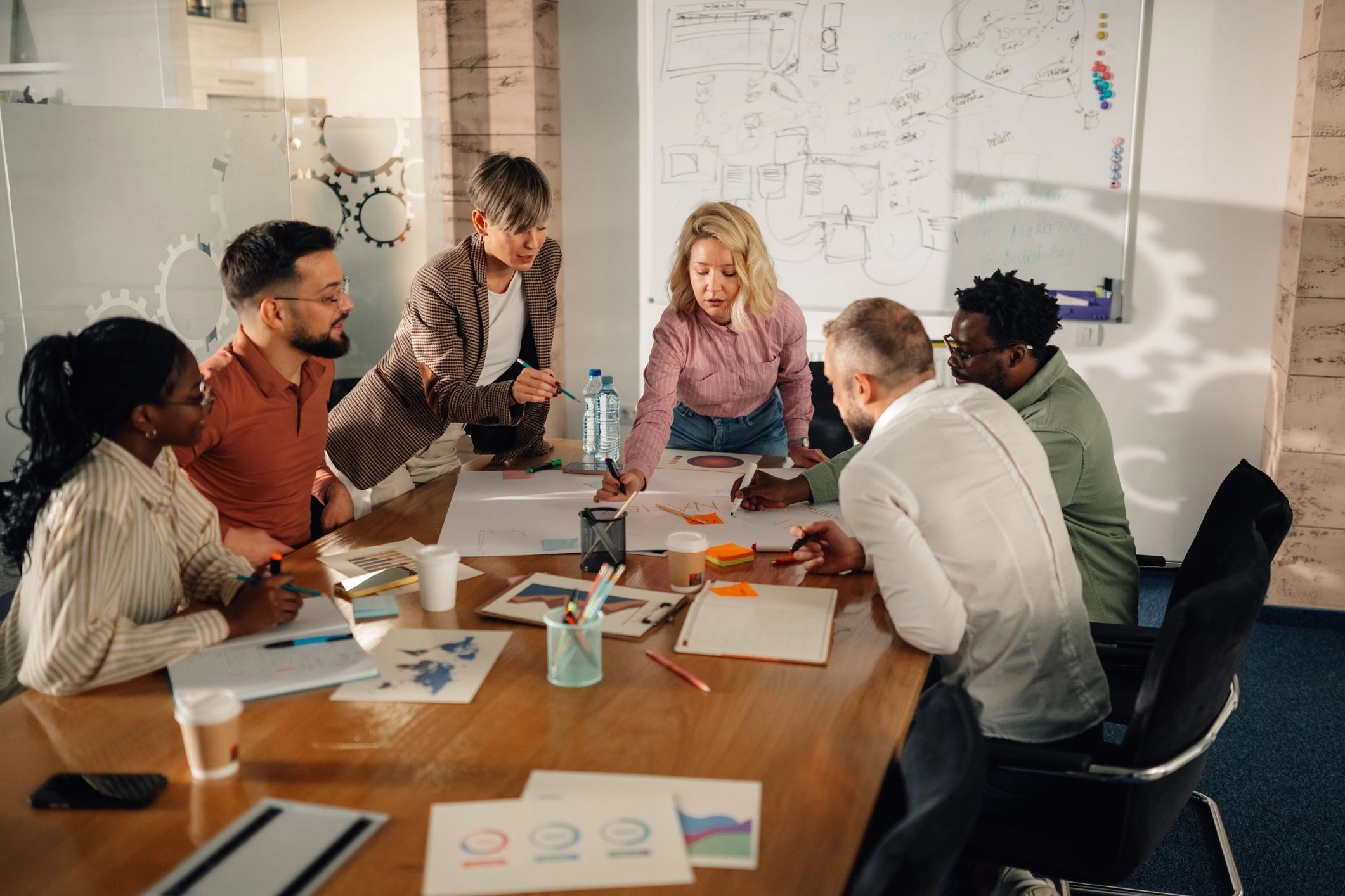 creative advertising agency team modern office